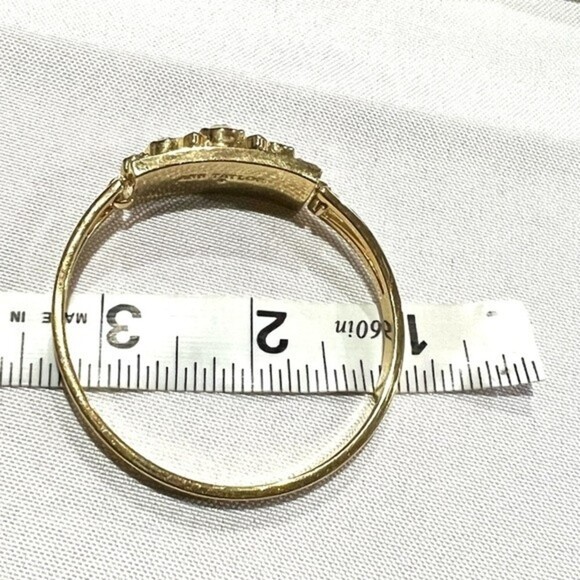 Ann Taylor Gold-tone and White Rhinestone “Strength”  Bracelet - Picture 3 of 7